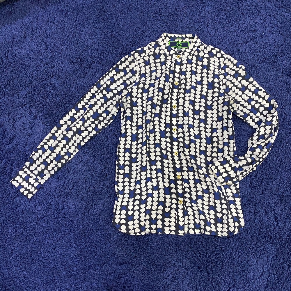 Wonder 100% Silk Top Blouse Hearts